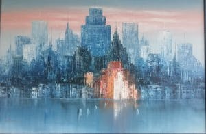 Niet of onleesbaar gesigneerd - New York Skyline (erg groot schilderij) kopen? Bied vanaf 1!