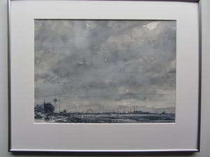 Jan Bom - Aquarel - Maasvlakte kopen? Bied vanaf 45!