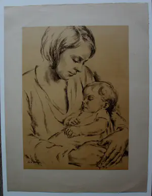 Piet Klaasse - Litho: "Moeder en kind" kopen? Bied vanaf 49!