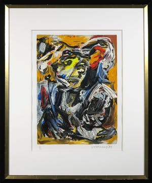 Theo Wolvecamp - Zeefdruk, Personage II - Ingelijst kopen? Bied vanaf 200!