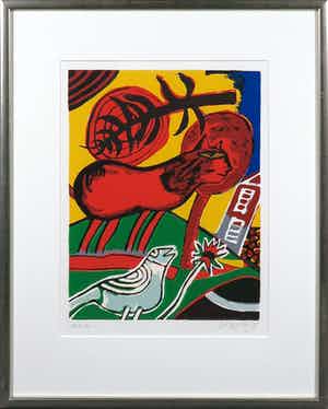 Corneille - Zeefdruk, Huit Chats 7 - Ingelijst verkocht voor € 1!