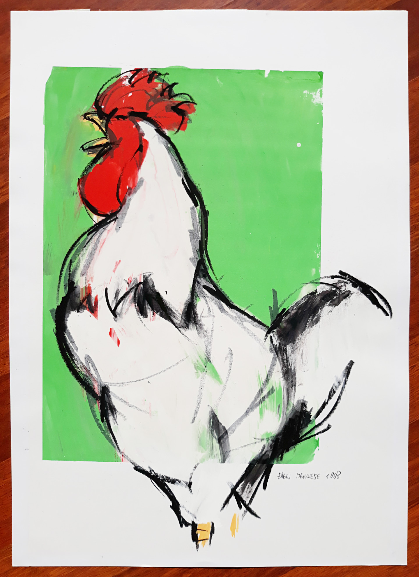 Ellen Meuwese - Haan, gemengde techniek op papier kopen? Bied vanaf 75!