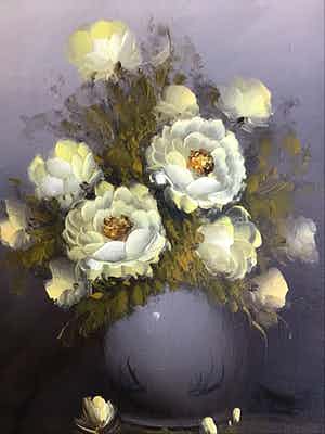 Niet of onleesbaar gesigneerd - Pot met bloemen. verkocht voor € 1!