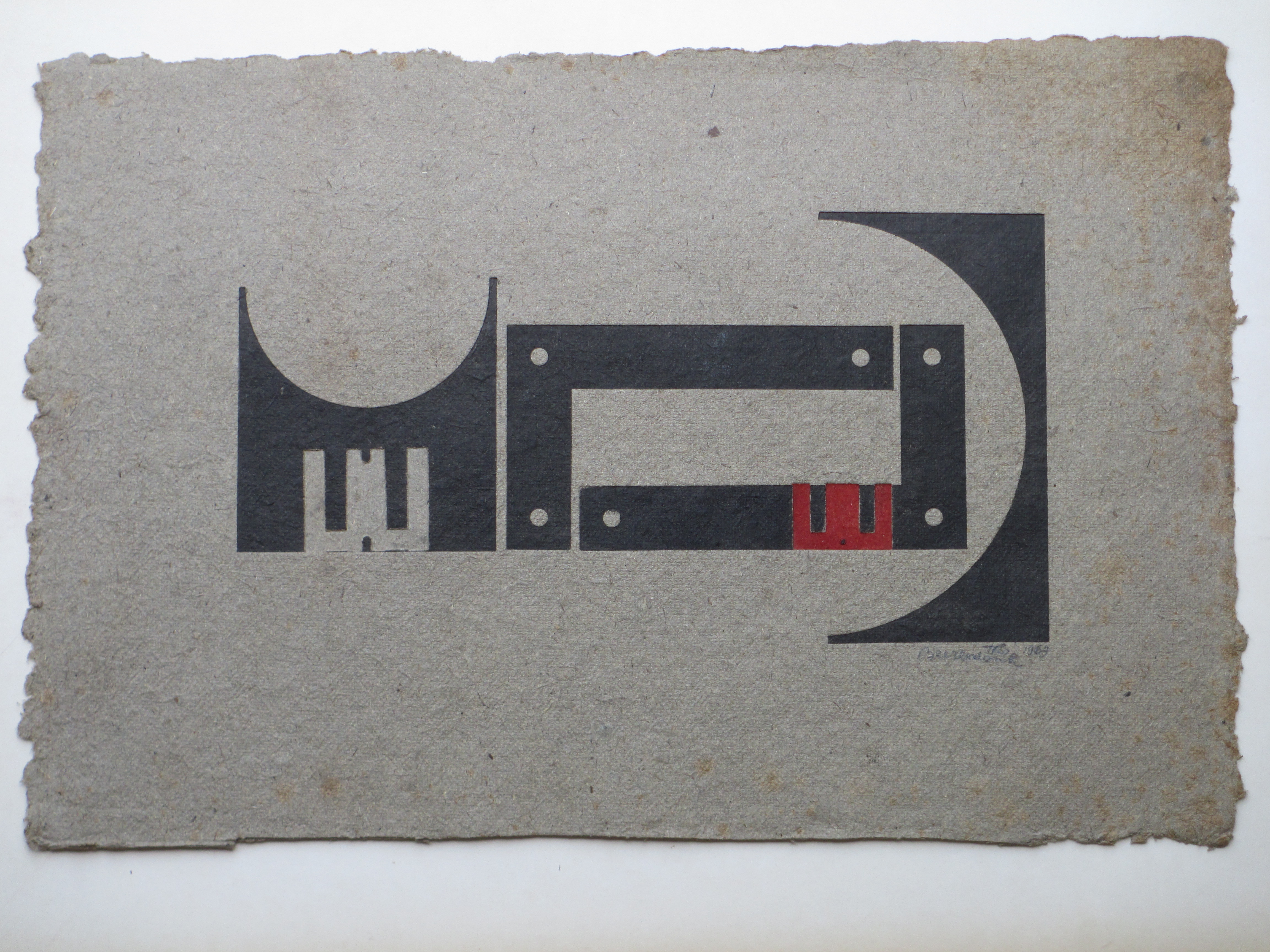 Theo Beerendonk - Abstracte compositie in zwart/rood - Ets in diepdruk kopen? Bied vanaf 1!