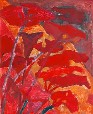 Hans Ebeling Koning - Groot hoefblad in rood verkocht voor € 100!