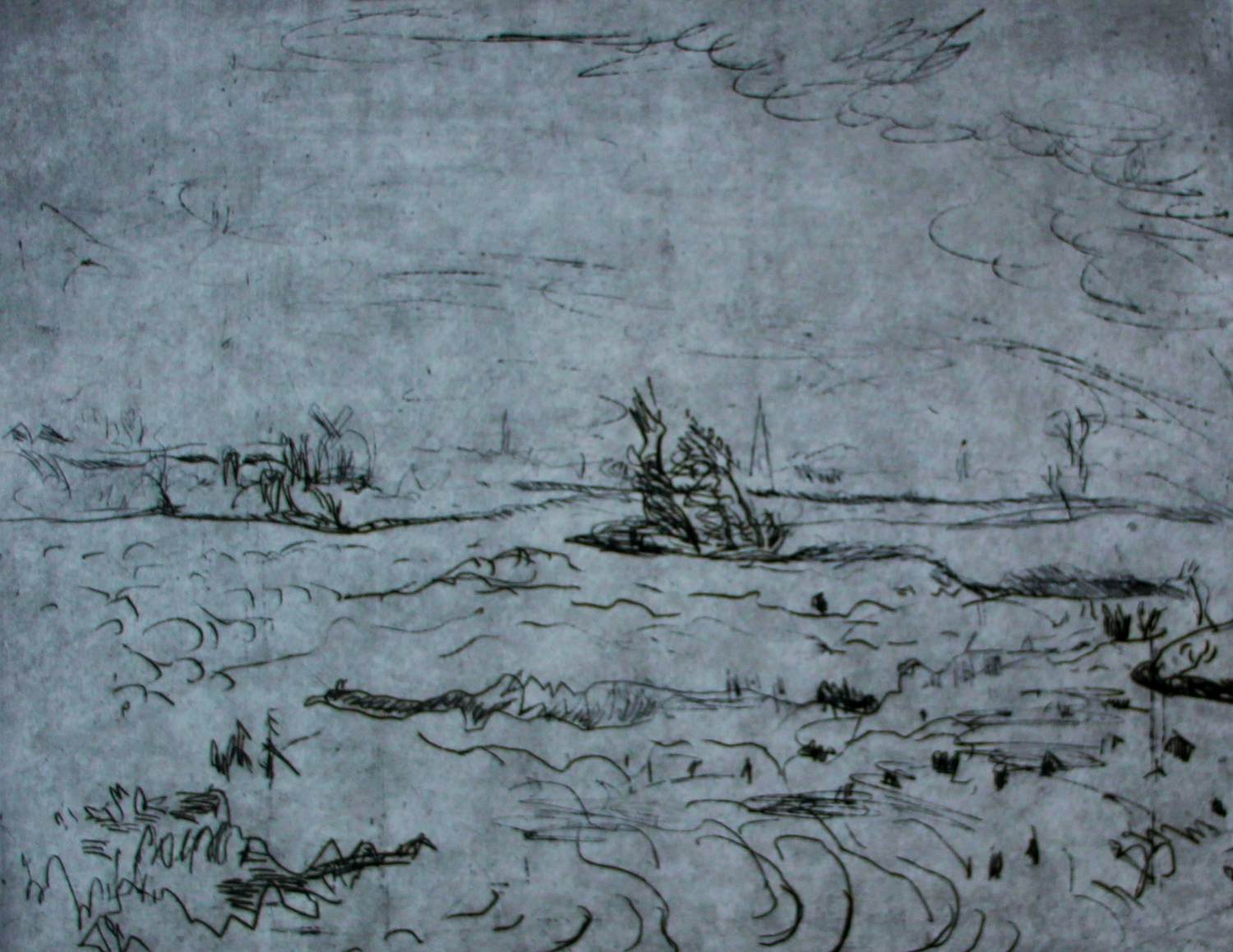 Jan Wiegers - Droge naald ets: landschap kopen? Bied vanaf 95!