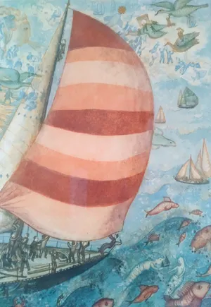 Francoise Deberdt - (1934) gedetailleerde kleurenets, 'fantoomschepen op zee' kopen? Bied vanaf 85!