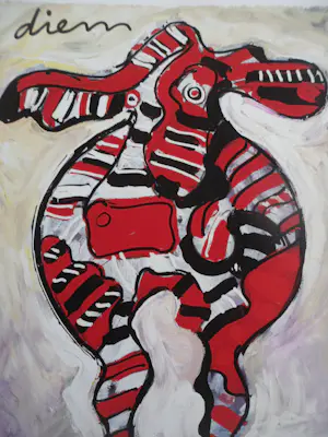 Peter Diem - Kleurenzeefdruk COW RED Hand gesigneerd. kopen? Bied vanaf 30!