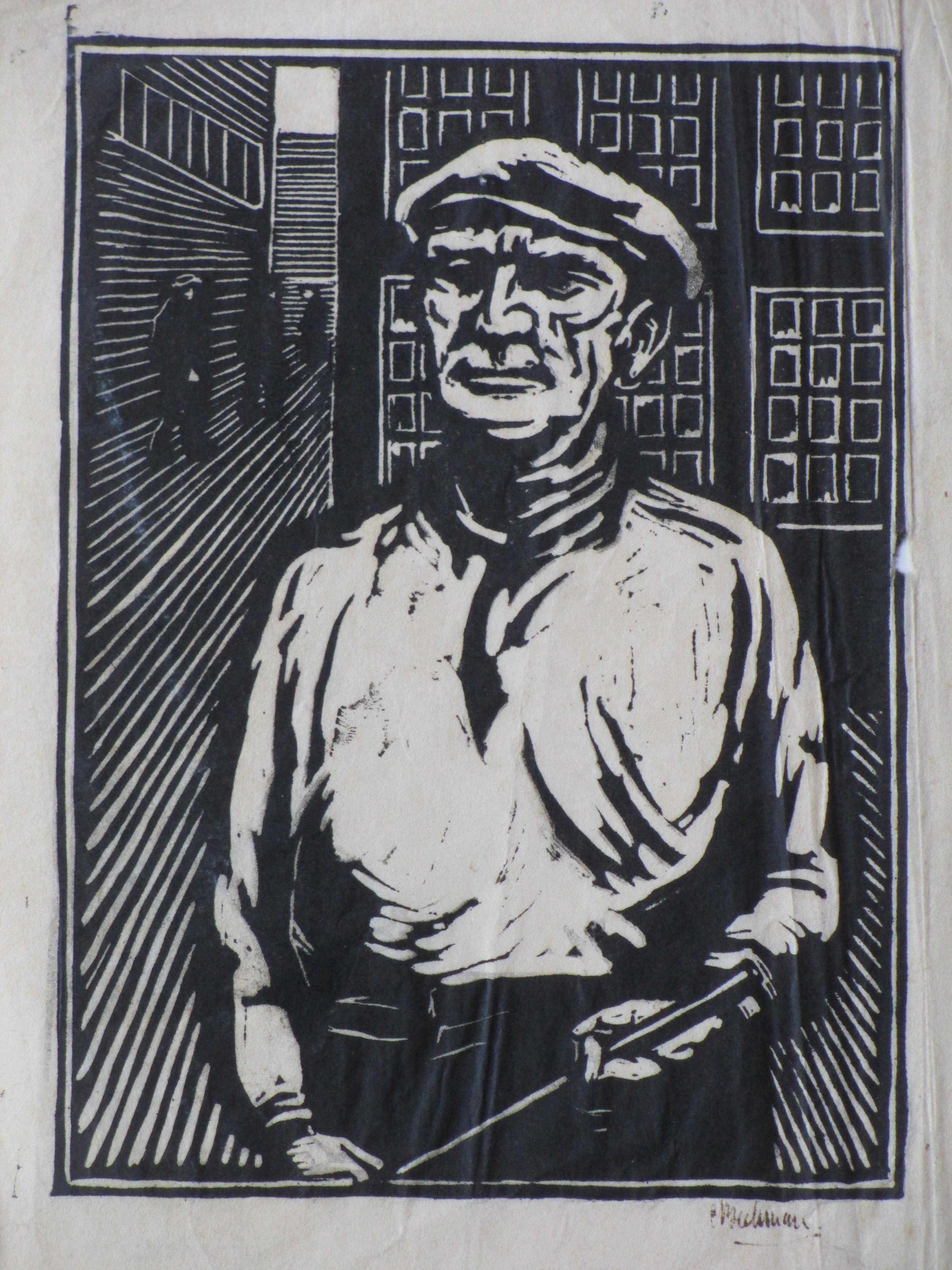 Chris Beekman - Arbeider - Houtsnede verkocht voor € 45!