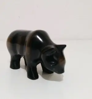 Brons (Onbekend) - gepatineerd beeld van een beer, abstract kopen? Bied vanaf 49!