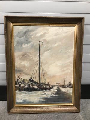 Niet of onleesbaar gesigneerd - H. Van Geffen (20e eeuw) - Riviergezicht kopen? Bied vanaf 1!