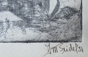 Niet of onleesbaar gesigneerd - Miniatuur pentekening van een heuvellandschap kopen? Bied vanaf 1!