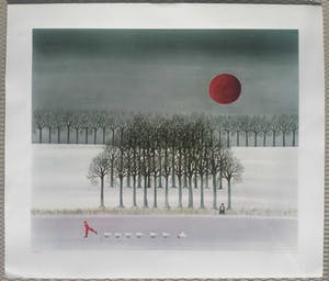 Ilona Schmit - Schaatsend meisje. Rode zon. kopen? Bied vanaf 59!