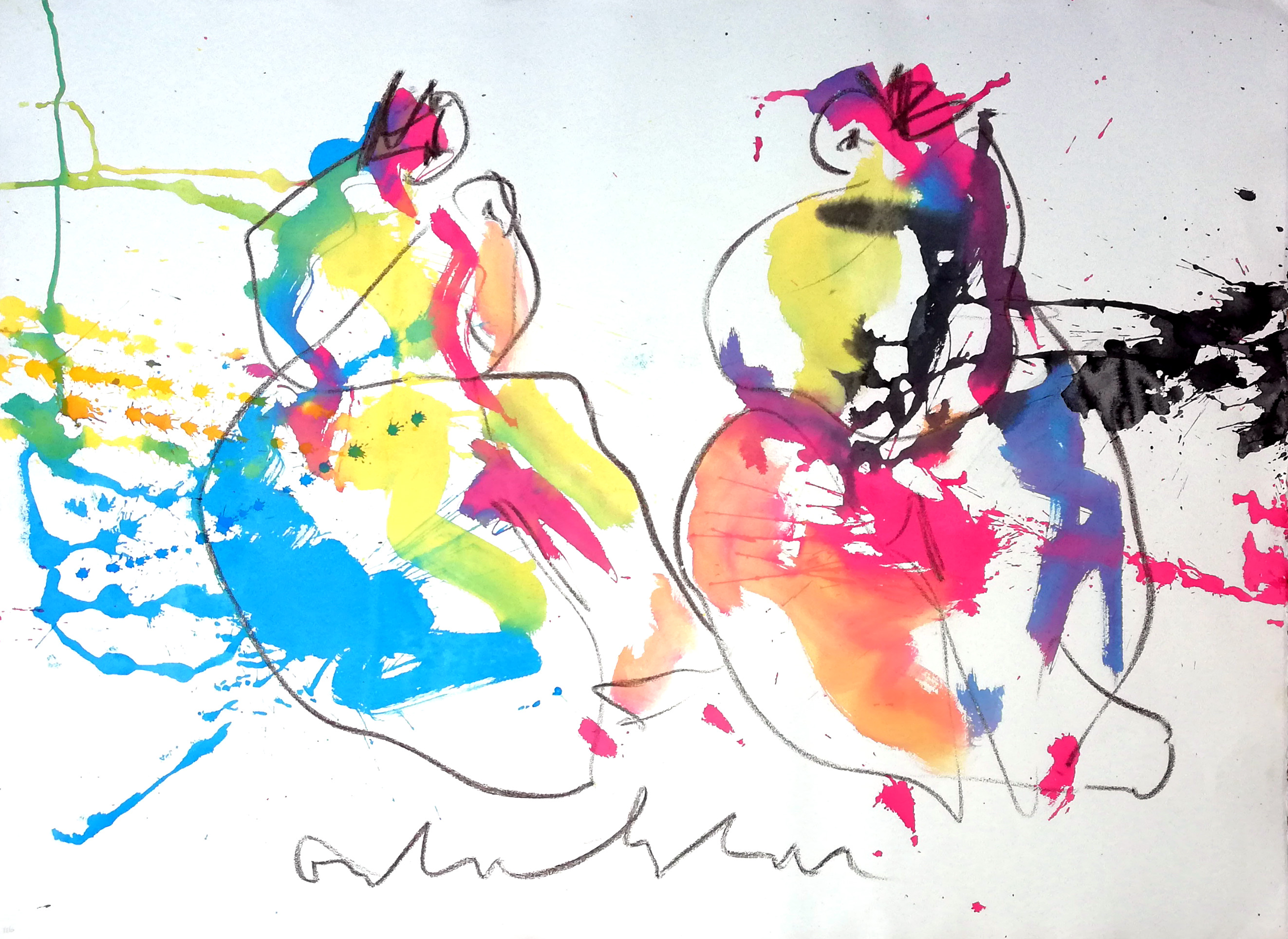 Anton Heyboer - Twee abstracte figuren verkocht voor € 300!