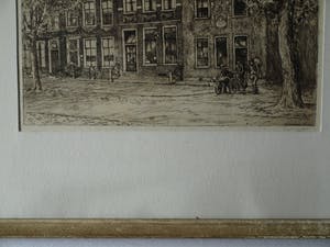 Ids Wiersma - Ingelijste ets , de ‘Professorenhuizen’ , Voorstraat , Franeker – 1934 kopen? Bied vanaf 1!