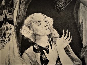 Femmy Schilt-Geesink - Mooie Lithografie "de Annunciatie" ontwerp voor glas in lood raam - 7 ex. kopen? Bied vanaf 27!