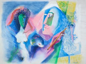 Joe Wols - Gemengde techniek op papier, Schilderen en poseren kopen? Bied vanaf 1!