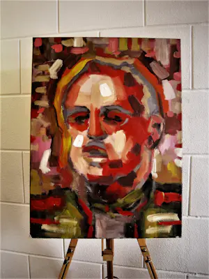 Niet of onleesbaar gesigneerd - Groot acrylverf op doek portret Marlon Brando als the Godfather - gesigneerd kopen? Bied vanaf 1!
