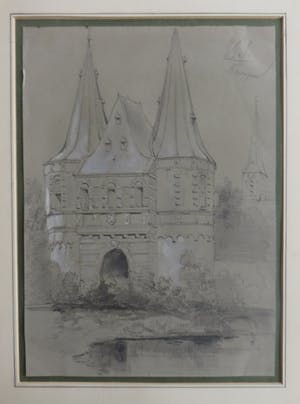 Jan Gerard Smits - Stadsgezicht.Stadspoort van Kampen. kopen? Bied vanaf 25!