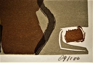 Gerard Schaperkotter - Linoleumsnede in 4 kleuren + abstracte ETS - 1977 - gesigneerd kopen? Bied vanaf 1!