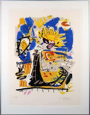 Kees Salentijn - Zeefdruk, Hommage aan Van Gogh II - Ingelijst verkocht voor € 40!