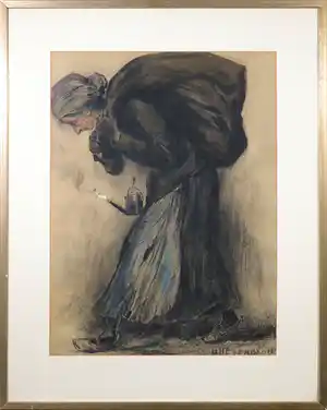 Herman Heijenbrock - Pastelkrijt, Oude vrouw - Ingelijst verkauft für € 420!