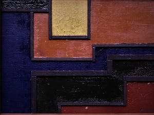 Pjotr van Oorschot - Geometrische Hout en Acrylverf Collage "Hommage a de Stijl" gesigneerd kopen? Bied vanaf 40!