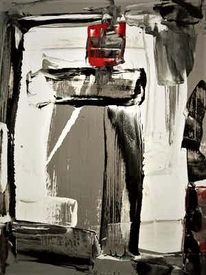 Henk Hesselius - Krachtige olieverf op papier - Abstract - CoBrA - gesigneerd verkocht voor € 49!