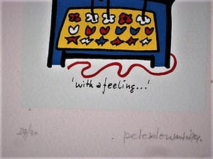 Peter Louman - gesigneerde handgekleurde Linosnede - With a Feeling - nr. 29 van oplage 30. kopen? Bied vanaf 10!