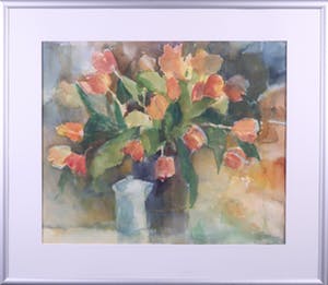 Hetty Mertz - Aquarel, Tulpen - Ingelijst kopen? Bied vanaf 40!