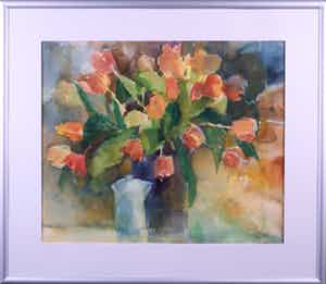 Hetty Mertz - Aquarel, Tulpen - Ingelijst verkocht voor € 40!