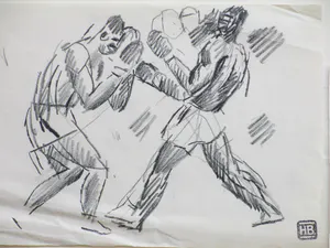 Herman Bieling - Boksers in aktie - Tekeningen kopen? Bied vanaf 60!