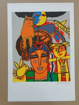 Corneille - ORANJE KAT / KLEURZEEFDRUK / 56x38cm / SIG / 1996 kopen? Bied vanaf 125!