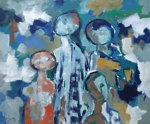 Jelle Hoogstra - Gouache: 'Vier figuren' - 1987 kopen? Bied vanaf 100!