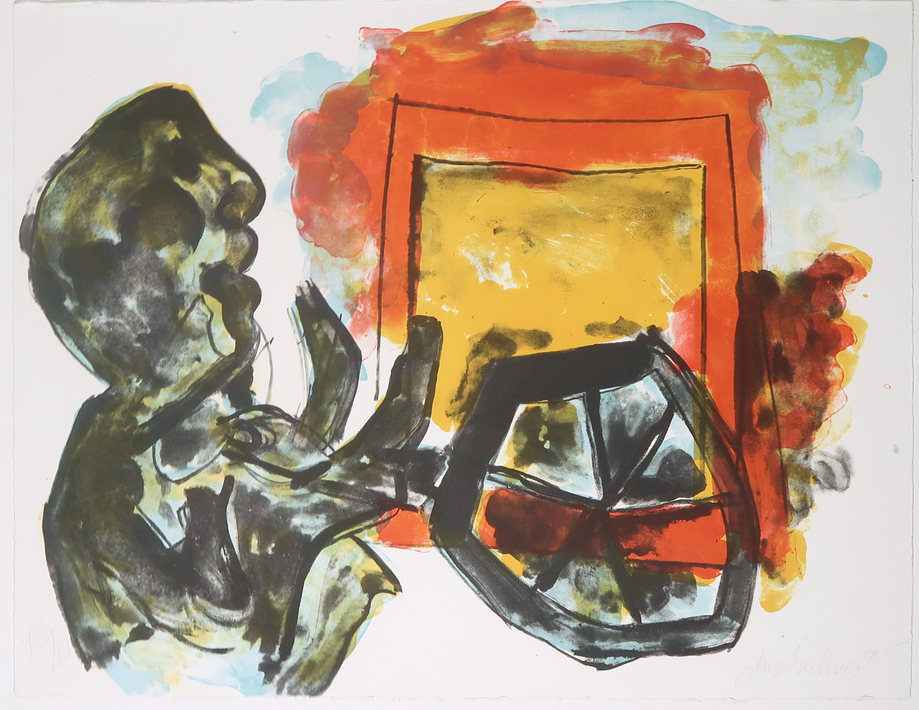 Jan Sierhuis - Zeefdruk, Abstracte voorstelling verkocht voor € 35!