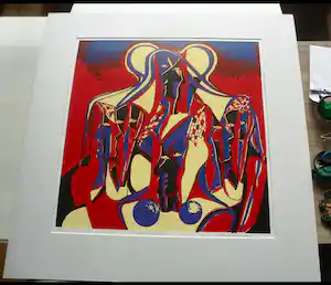 Maartje Wijngaarden - Zeefdruk, titel : 'Face to Face' vendu pour 40€ !