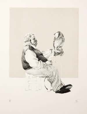 Peter Vos - Litho, Uilenier (man met maskeruil) verkocht voor € 100!