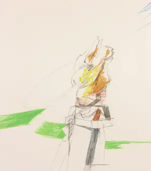 Aart Roos - Potlood en krijt op papier, Zonder titel - Ingelijst kopen? Bied vanaf 1!