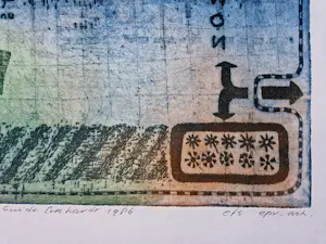 Guido Eckhardt - Grote epreuve d'artiste kleuren-Ets "betaalbewijs rijwielstalling NS" kopen? Bied vanaf 49!