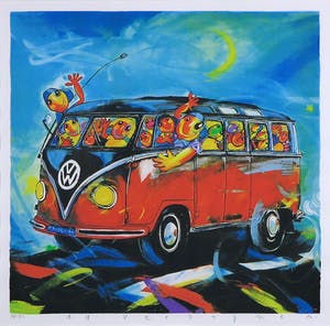 Ad Verstijnen - Zeefdruk, Busje - Ingelijst kopen? Bied vanaf 80!