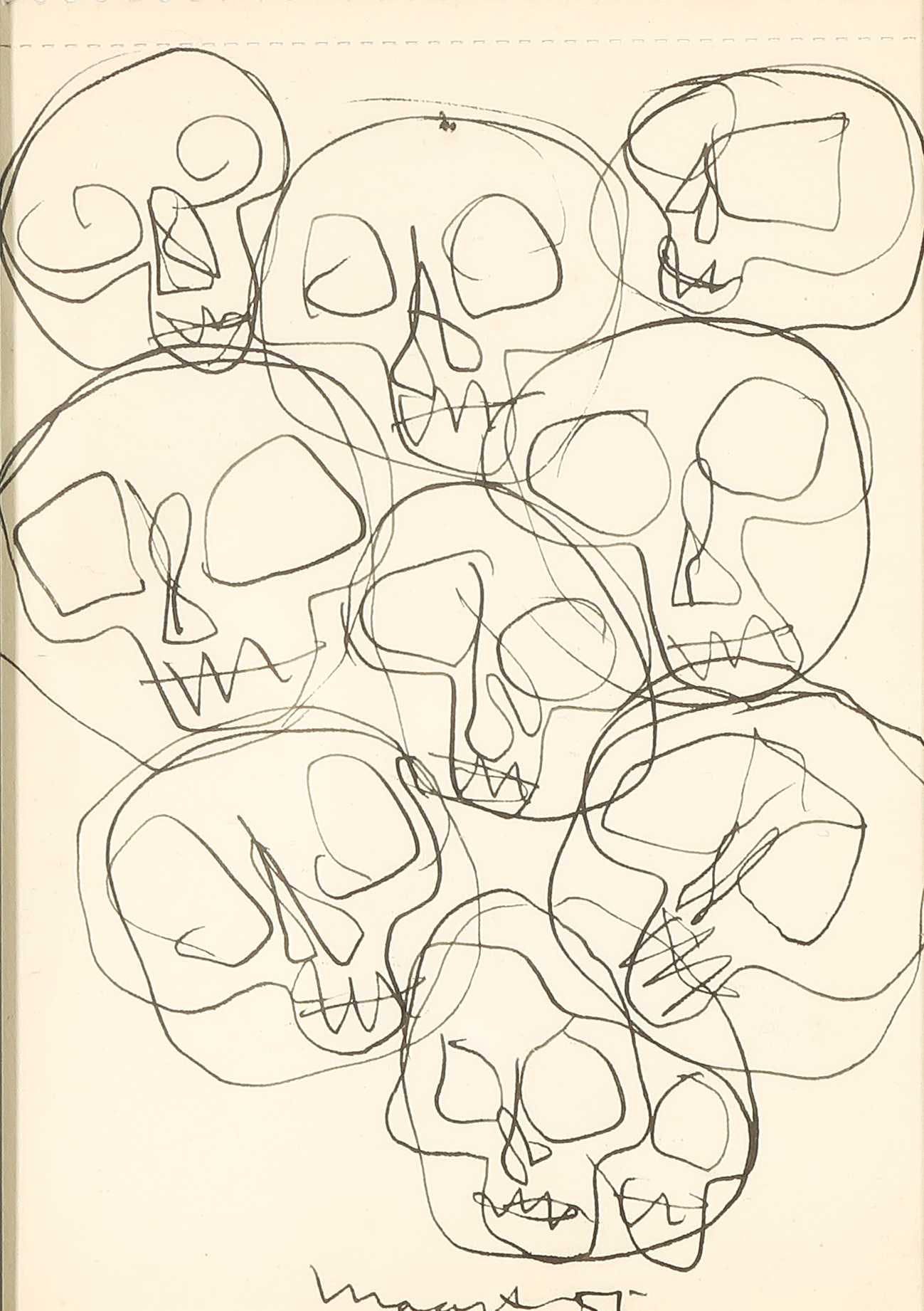 Siep van den Berg - inkttekening, Z.T. Doodskoppen - Ingelijst kopen? Bied vanaf 70!