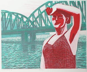 Wendelien Schonfeld - Houtsnede, Rotterdam - Ingelijst kopen? Bied vanaf 50!