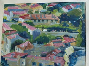 Ton Smit - Gouache , Stadsgezicht – gesigneerd & ingelijst – 1952 kopen? Bied vanaf 40!