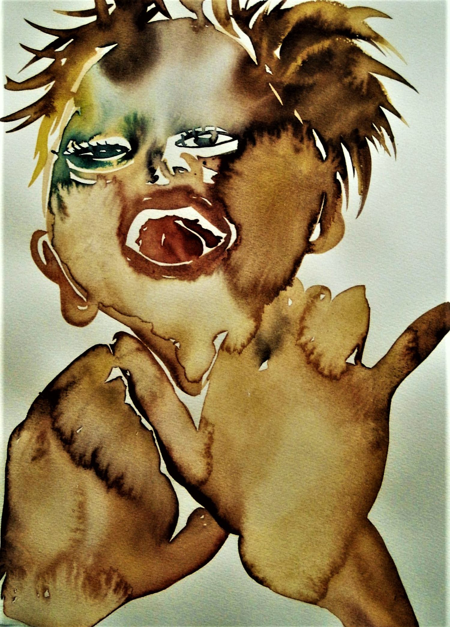 Niet of onleesbaar gesigneerd - originele 2003 Chinese Aquarel op papier "保持鬆散 / Hang Loose" kopen? Bied vanaf 1!