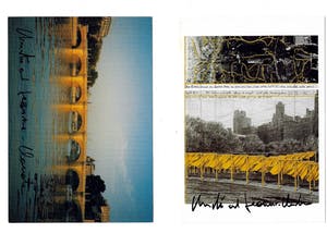 Christo - TWEE handgesigneerde postkaarten- Gates en Pont Neuf kopen? Bied vanaf 35!