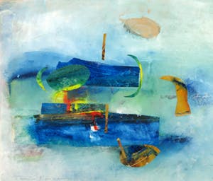 Ton van Kesteren - Gemengde techniek op papier, Abstracte compositie - Ingelijst kopen? Bied vanaf 35!