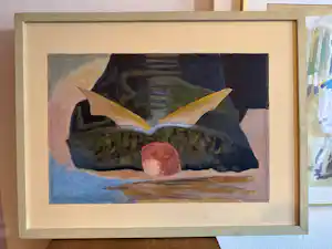 Buy Doris Groeneveld - Gouache en collage op papier (op paneel), Zonder titel? Bid from 80!