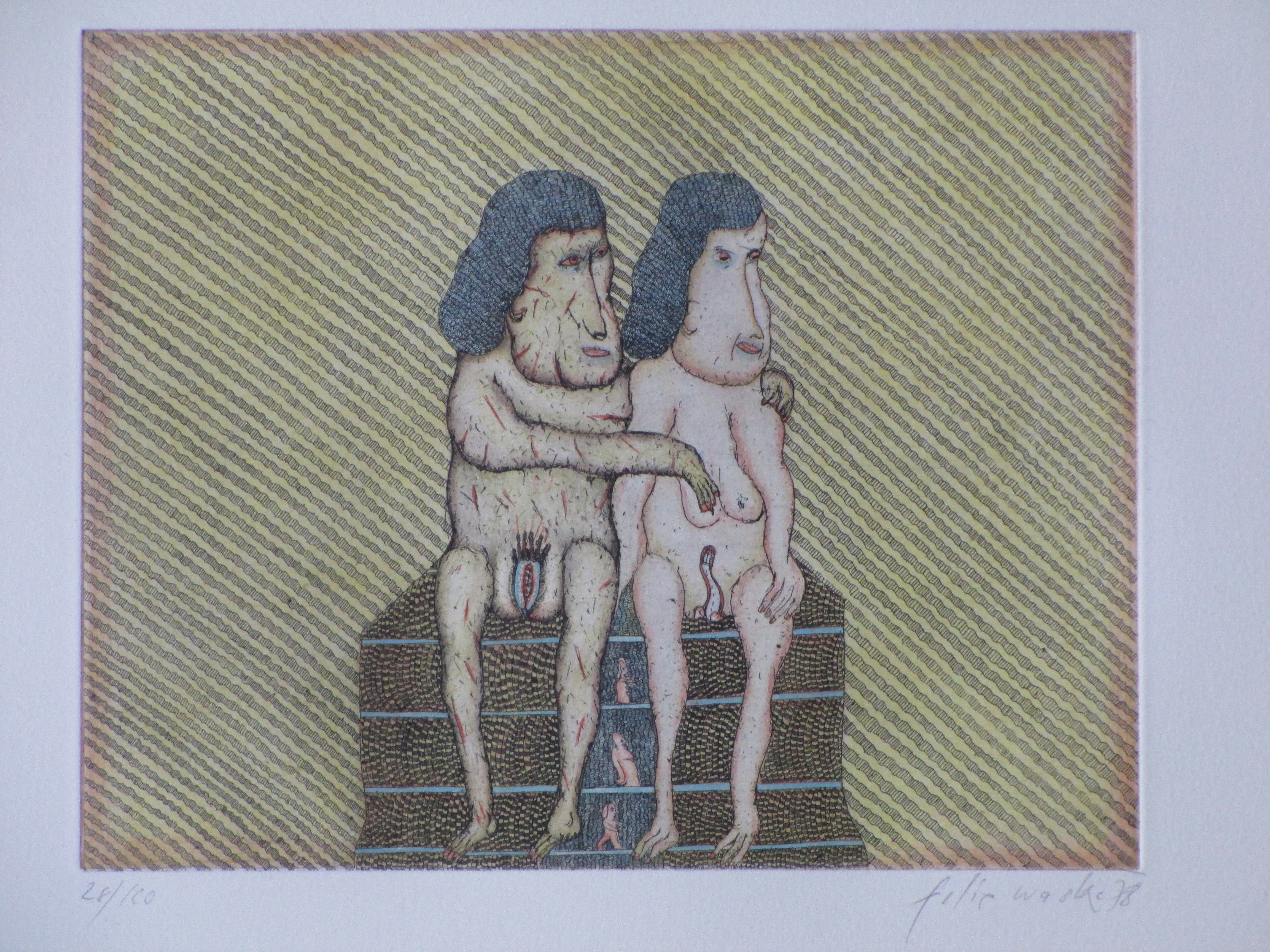 Felix Waske - Amoureus koppel - Kleurets kopen? Bied vanaf 40!