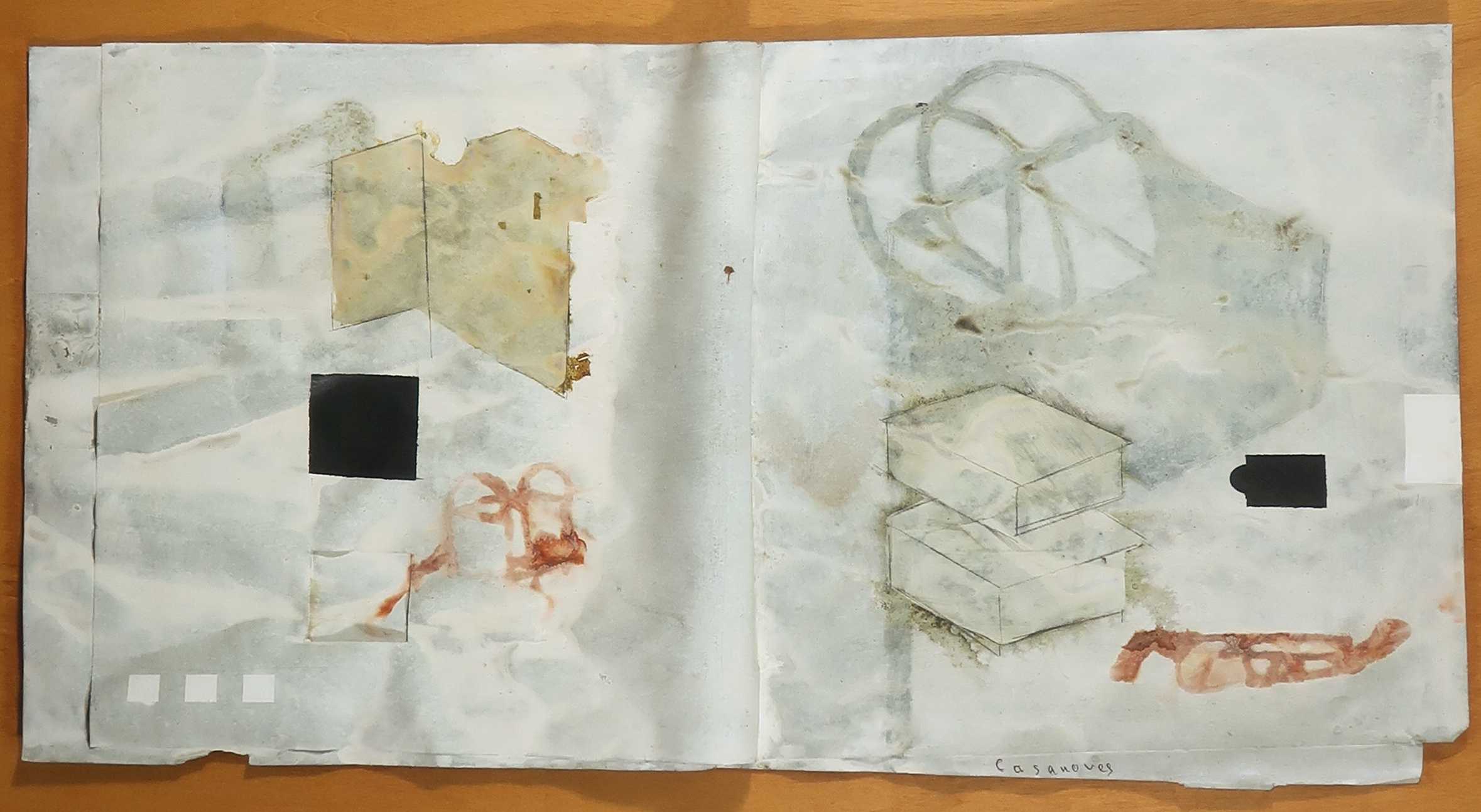 Esteve Casanoves - Gouache en potlood, Abstracte voorstelling - Ingelijst (Groot) kopen? Bied vanaf 50!