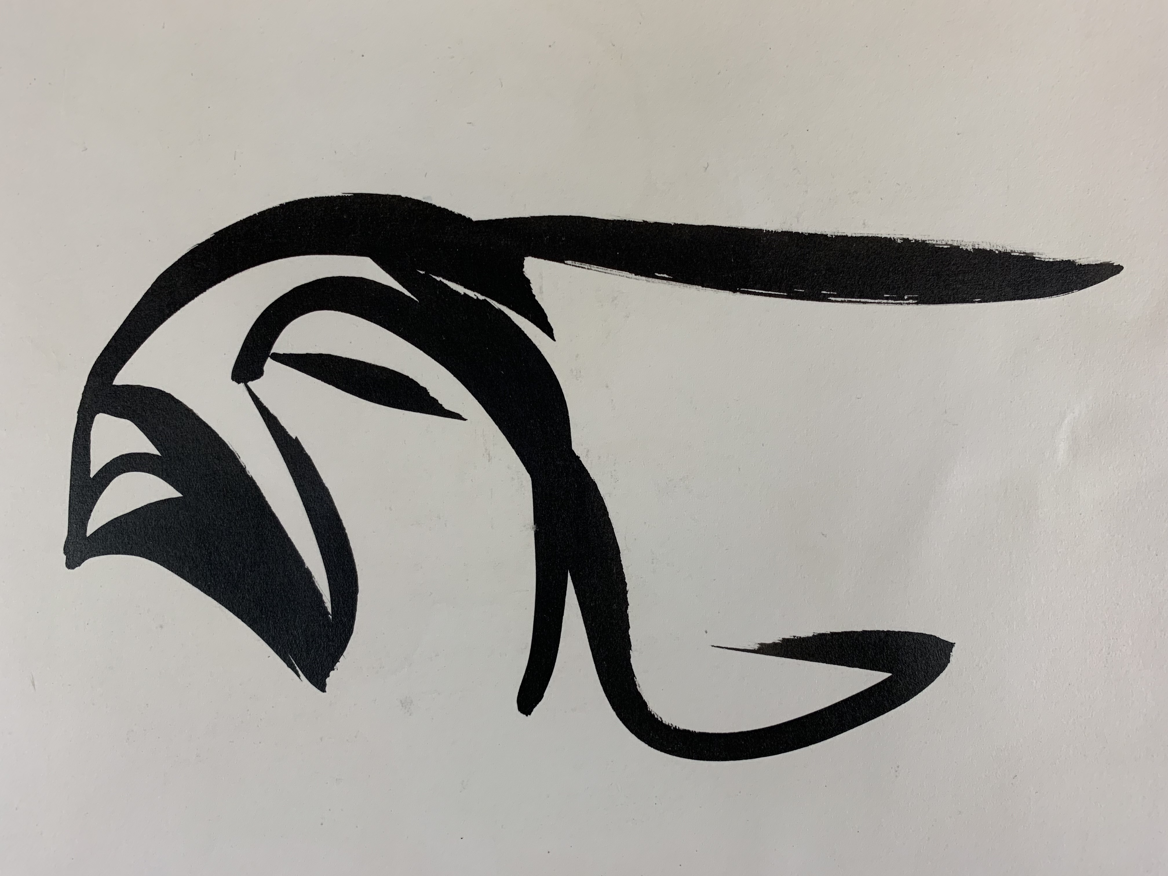 Willem Hussem - inkttekening, abstracte compositie, eind jaren '40 verkocht voor € 349!